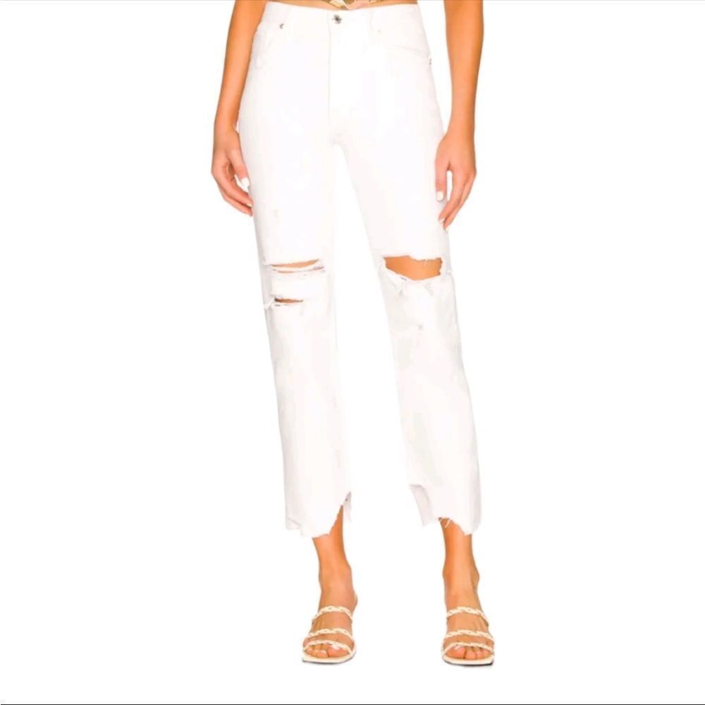 FREE PEOPLE | WE THE FREE White Baggy Distressed Boyfriend Jeans Women’s Size 25